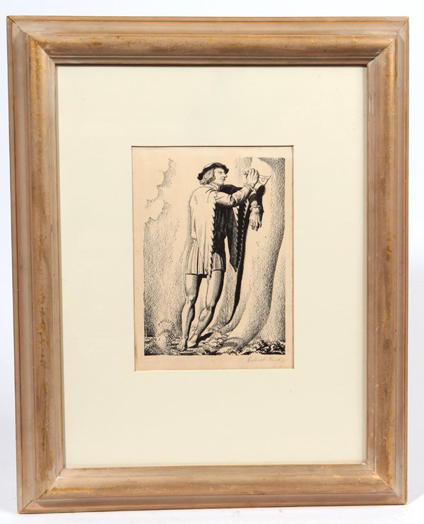 Rockwell Kent (NY, MA, ME) Pencil Signed Wood Block: Rockwell Kent (New York, Massachusetts, Maine 1882-1971) 9 1/2" x 7" wood block, pencil signed lower right, "Rockwell Kent."