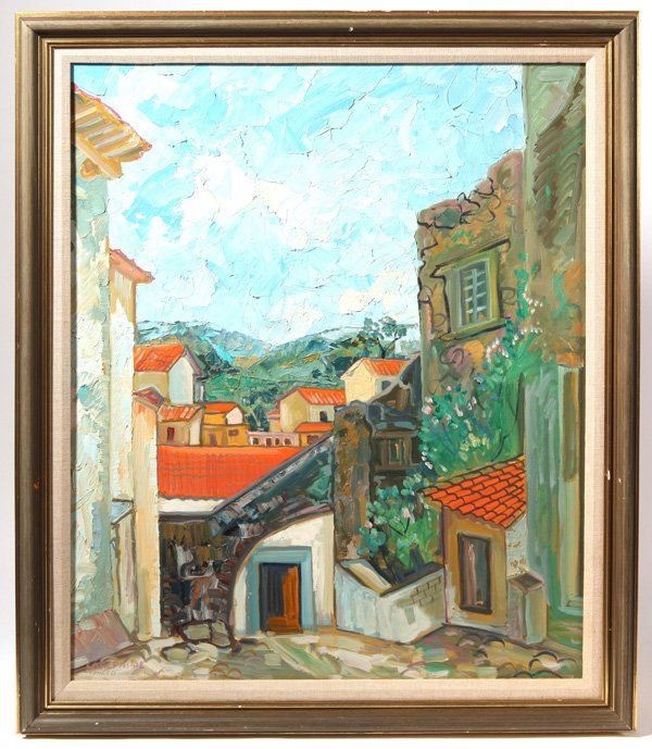 Carl Lewis Pappe (Ohio/Mexico) Oil Painting: Carl Lewis Pappe (Ohio/Mexico, 1900 - 1998) 30" x 24" oil on masonite of a Tasco village scene. Signed, "Carl Pappe - Taxco," lower left. Carl Pappe was born in Hungary in 1900. He showed an early int
