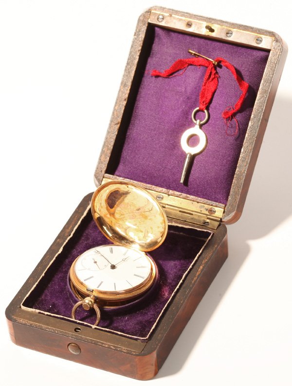 14K Gold Pocket Watch: The watch case was tested, we guarantee the case is 14K or better. (Hunter case) The works are Ferd Richard, swiss movement. Weight of watch with works 34.0 dwt. 1 5/8" dia.