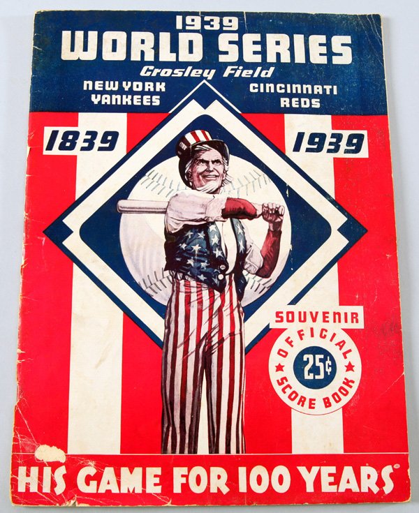 1939 World Series Program: 1939 Fourth Game Program held at Crosley Field, has scored score cards.