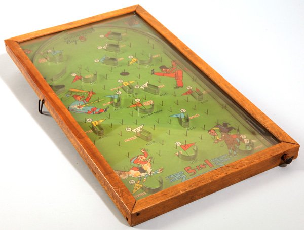 Circa 1940 Sports Themed Table Top Pinball Game: Poosh-M-Up Big 5 By Northwestern Products