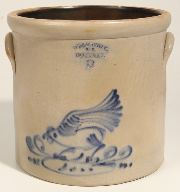 West Troy Pottery Stoneware Jar w/Chicken (1 of 6)