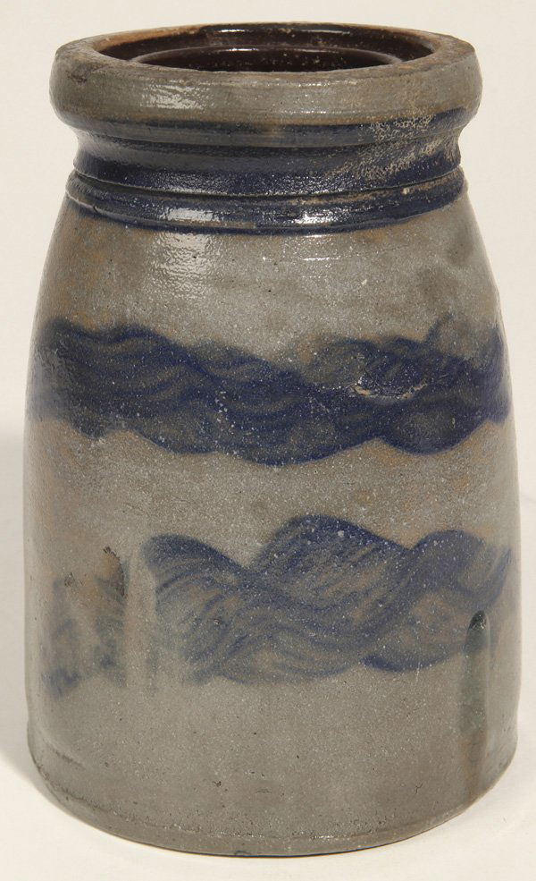 Unusual Blue Decorated Stoneware Canning Jar (1 of 4)