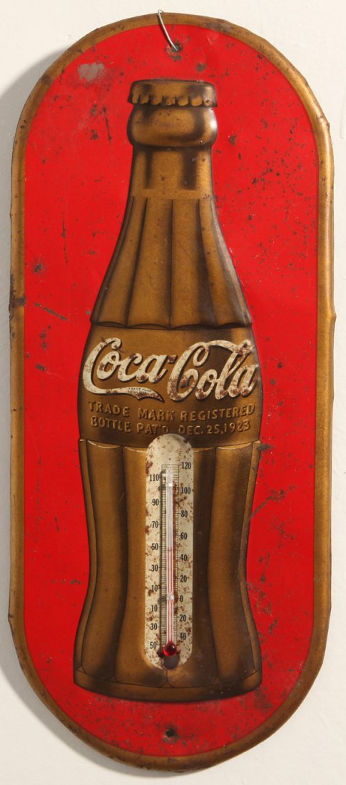 1930's Coca-Cola Gold Bottle Thermometer (1 of 6)