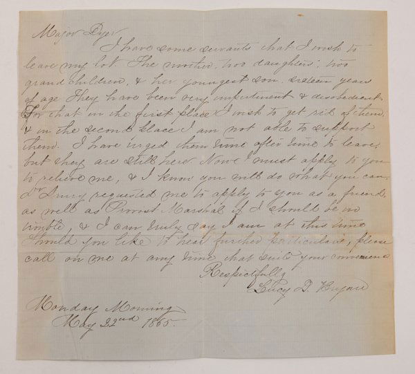 Civil War Letter Trouble w/ Slaves (1 of 6)