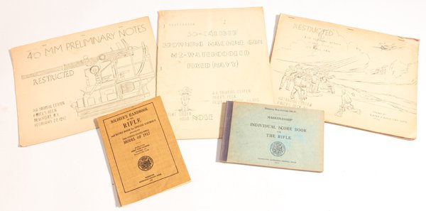 Lot of U.S. Military Arms Books: Lot of 5, including two booklets for the Model 1917 Enfield Rifle, dated 1918 & 1922, both 4.25 x 6.75 inches and published by the Government Printing Office, Washington, D.C. with 131pp & circa 150pp