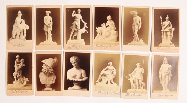Albumen CDV's Parian Figures: Lot of 12, all with inked inscriptions â€˜Belfast Jan. 1873 T.H.â€™ on reverse with original price inked in lower right corner on back of â€˜1dâ€™, many with inked titles.