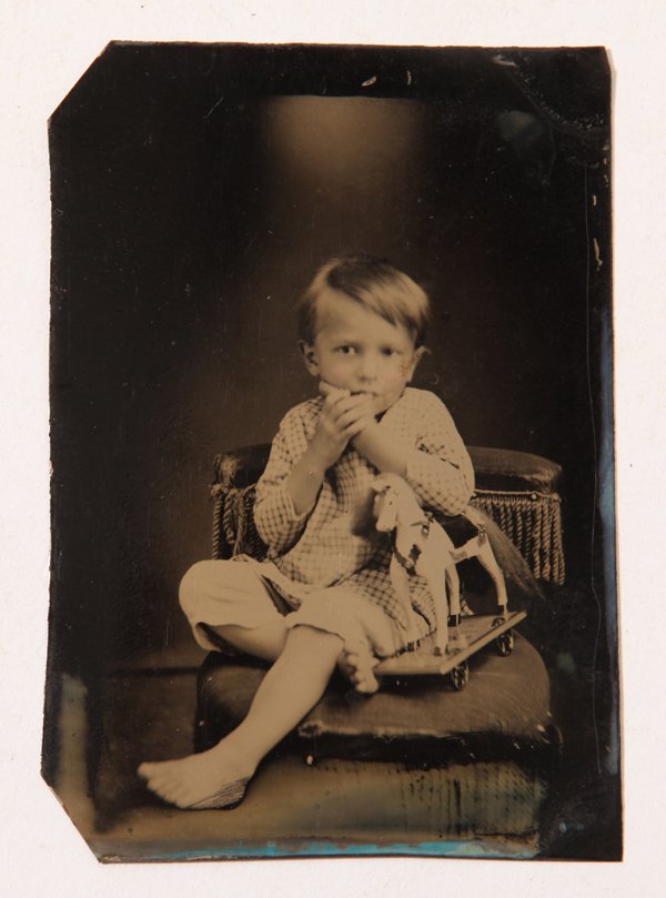 Tintype of Boy & Pull Toy (1 of 3)