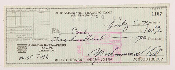 Muhammad Ali Autographed Check (1 of 5)