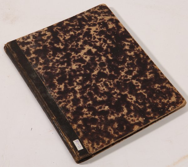 1863 Ipswich Ma. Todd Family Manuscript Genealogy: Compiled by L. Olive Prescott, Ipswich Jan. 1864 through Jan. 1900 in an 8vo notebook in marbled boards with black leather spine. Inked and penciled manuscript, beginning with the death of her brother
