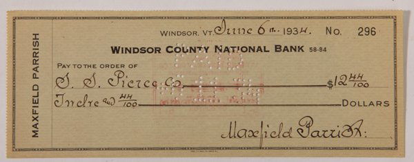 Autographed Maxfield Parrish Check (1 of 4)