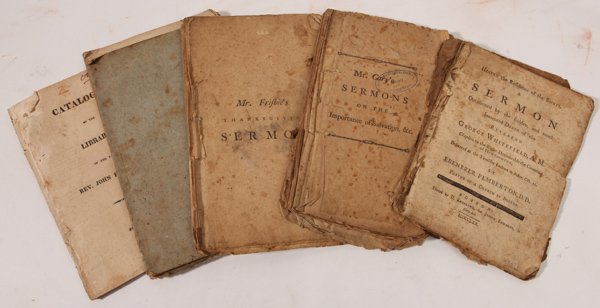 Lot 18th & 19th Century American Pamphlets: Lot of 12, all in plain or printed paper raps and circa 8vo (5.5 x 9 inches) in size. Titles include Heaven the Residence of the Saints Sermon Occasioned by the Sudden, and much Lamented Death of the 