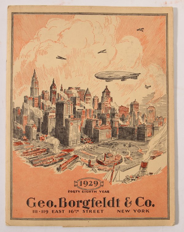 1929 Geo. Borgfedt & Co. Catalog: A 4to (8.25 x 10.75 inch) illustrated 28 page catalog in illustrate4d card stock wraps from the above N.Y.C. company selling china, glassware, toys, games, dolls, clocks and more, fully illustrated an