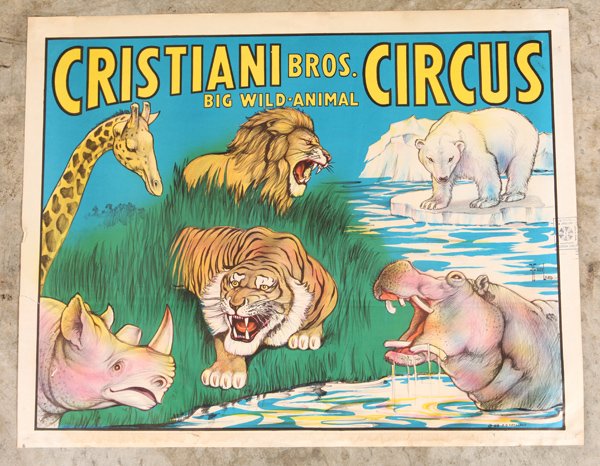 1930's Cristiani Bros. Circus Poster (1 of 5)