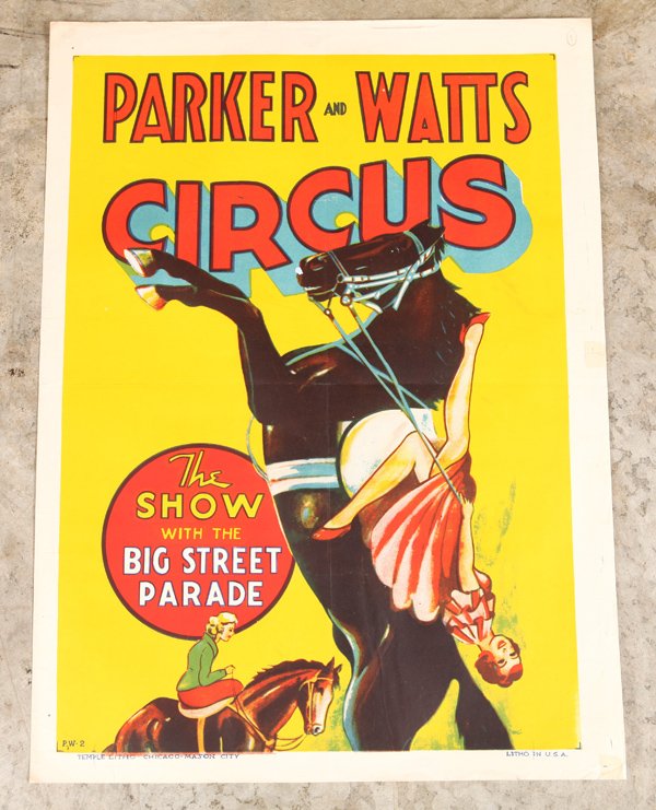 1930's Parker & Waits Circus Poster (1 of 5)