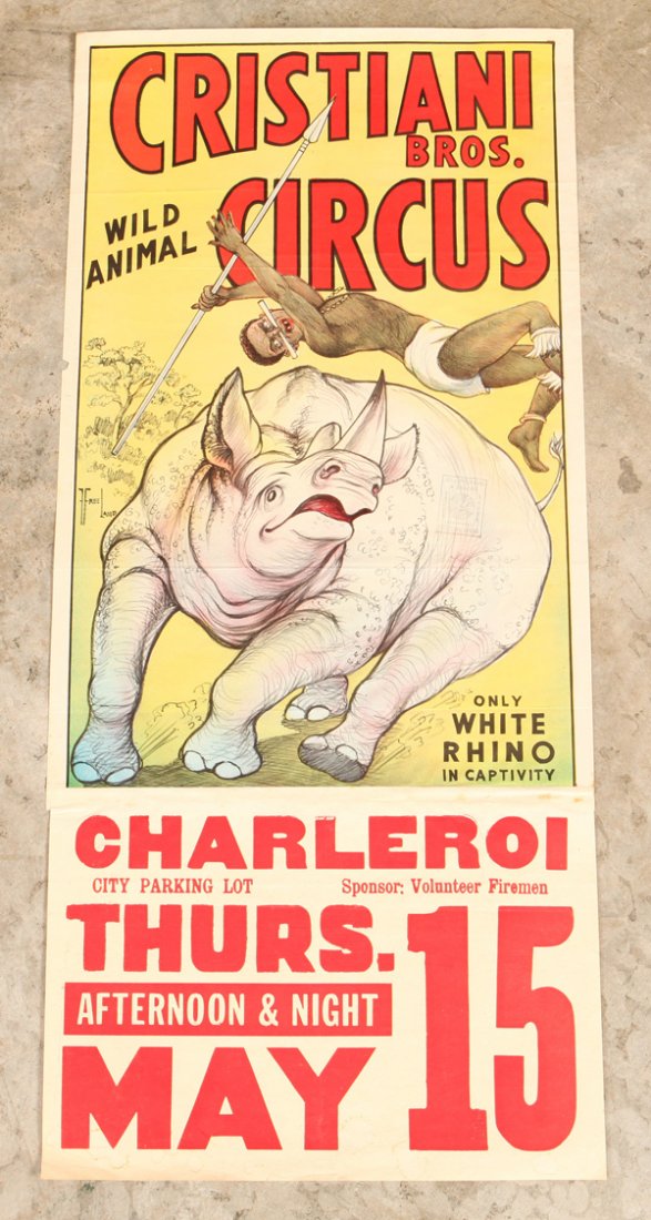Christiani Bros. Circus Poster - White Rhino (1 of 4)