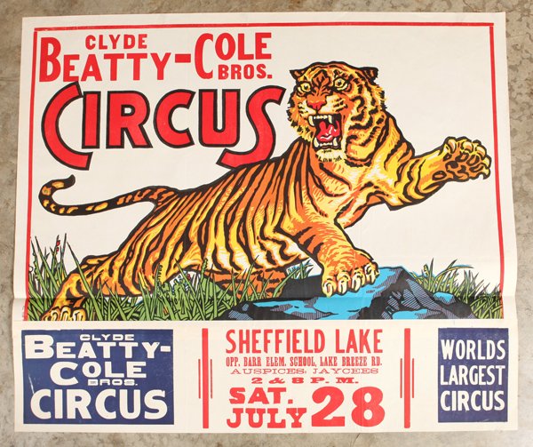 Large Clyde Beatty Cole Bros. Circus Poster (1 of 5)