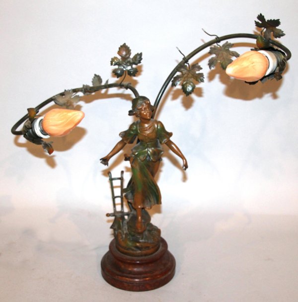 Circa 1900 Figural Newel Post Lamp (1 of 5)