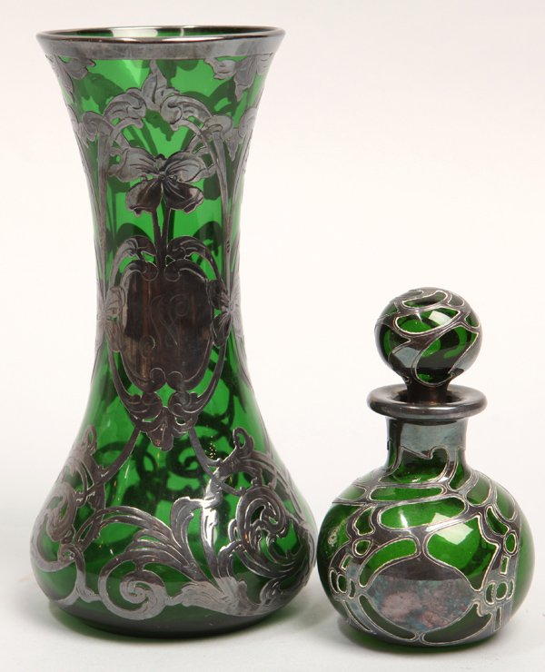 Two Pcs Silver Overlay Glass (1 of 9)