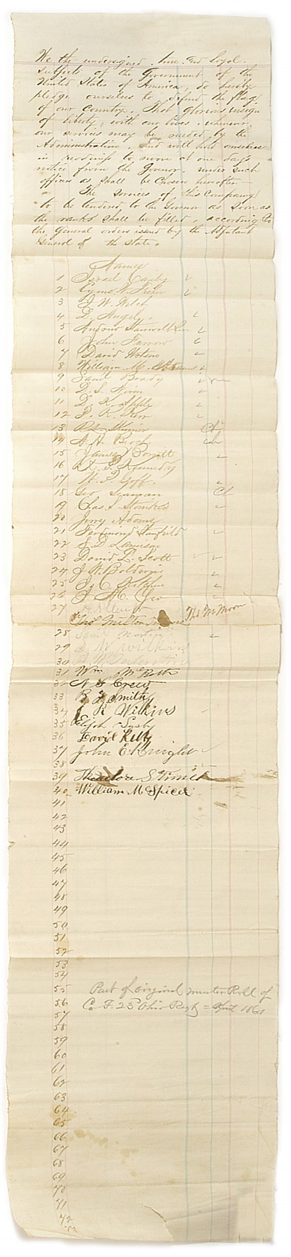 23RD OHIO INFANTRY "SIGN UP" ROLL
