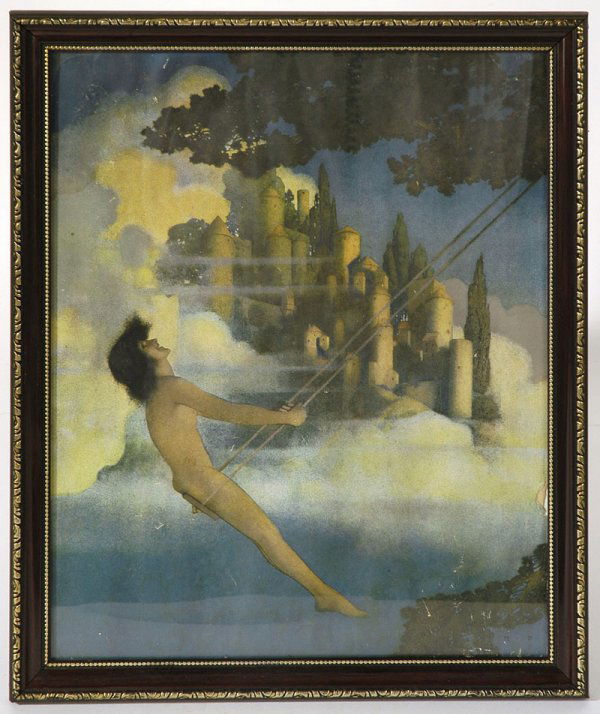 ORIGINAL MAXFIELD PARRISH "DINKEYBIRD" PRINT: A fine 14" x 11" print signed "M.P." lower right. 1/4" tear on side and a few minor scratches. Reframed; otherwise, fine condition.