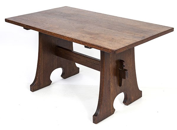 L & J. G. Stickley "Mousehole"Trestle Table (1 of 10)