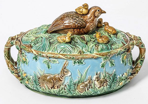 Important Majolica George Jones Quail Game Dish (1 of 10)