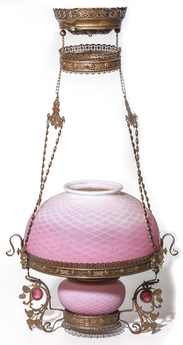 Victorian Peachblow Satin Glass Hanging Lamp (1 of 10)