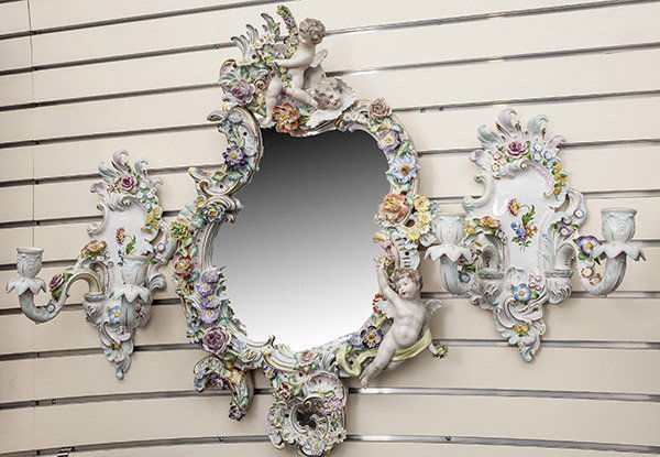 Von Schierholtz Porcelain Mirror & Sconces (1 of 9)
