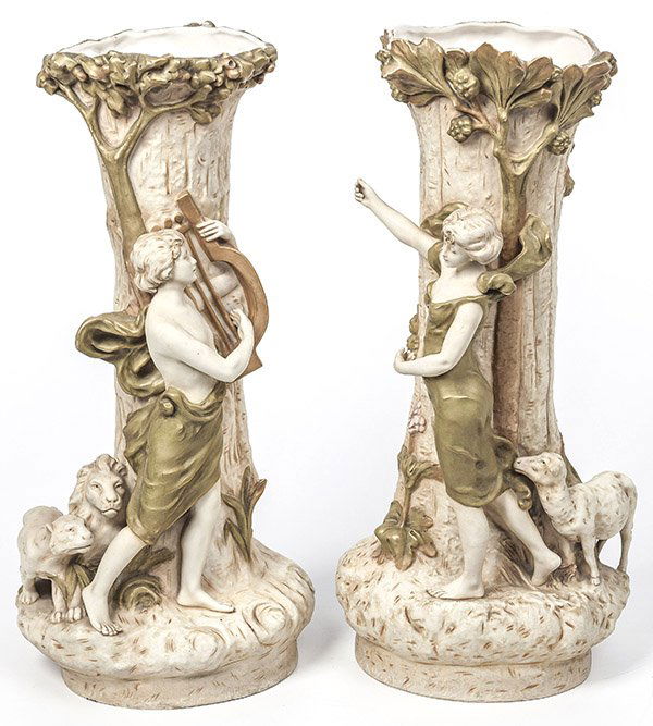 Pair Royal Dux Figural Vases (1 of 10)