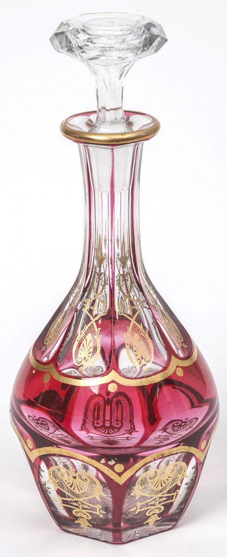 Cranberry Cut to Clear Bohemian Decanter (1 of 6)