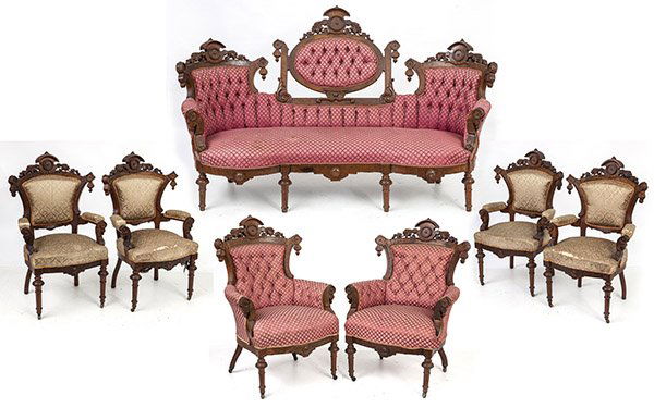 7-Pcs Victorian Parlor Set By John Jelliff (1 of 10)