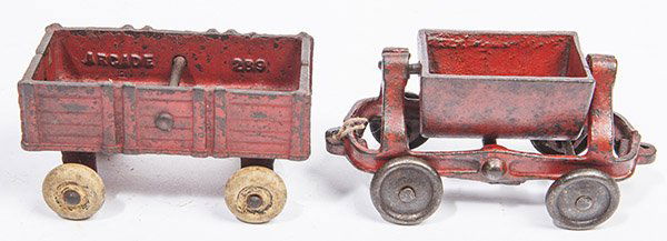 TWO CAST IRON RAIL CARS (1 of 8)