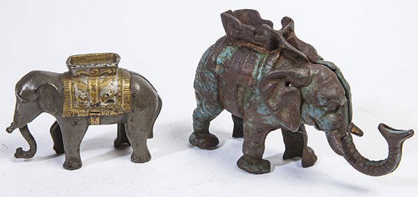 TWO CAST IRON ELEPHANT BANKS (1 of 9)