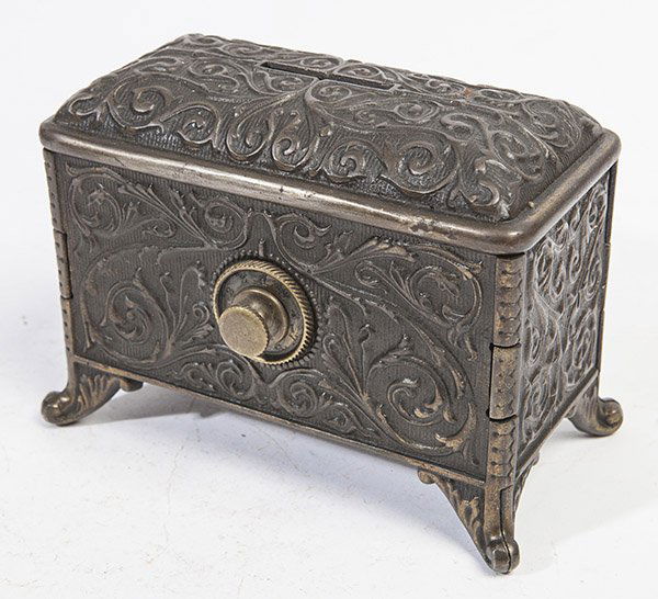 CAST IRON JEWEL COFFIN SAFE BANK (1 of 6)