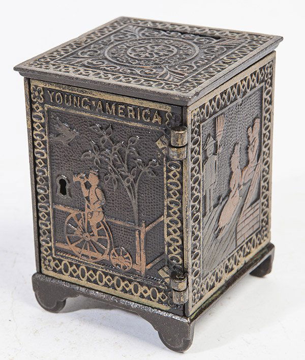 CAST IRON YOUNG AMERICAN SAFE BANK (1 of 6)