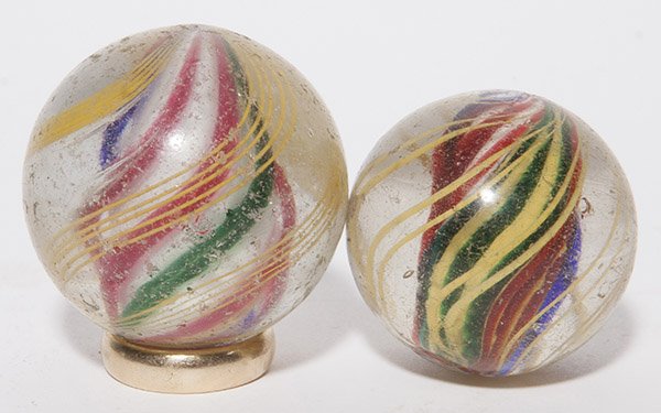 TWO SOLID CORE SWIRL MARBLES (1 of 5)