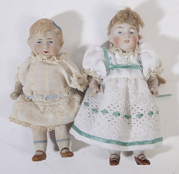 TWO ALL BISQUE JOINTED DOLLS (1 of 5)