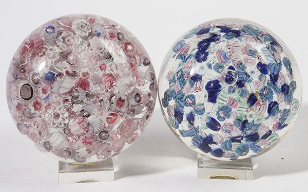 TWO ATTRIBUTED ST. LOUIS MILLEFIORI PAPERWEIGHTS (1 of 6)