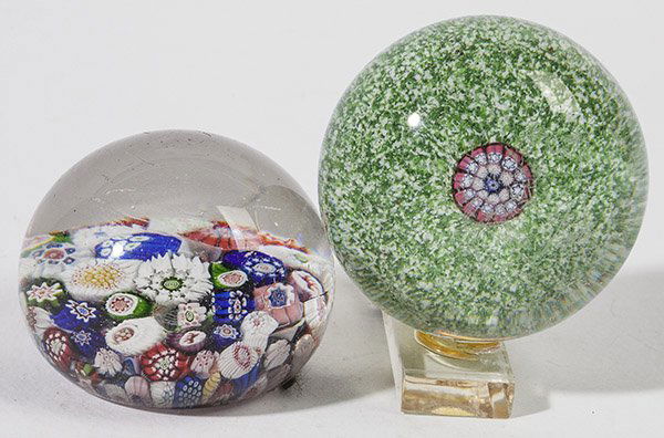 TWO SMALL MILLEFIORI PAPERWEIGHTS (1 of 7)