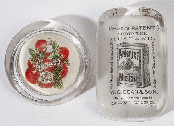 TWO ANTIQUE ADVERTISING PAPERWEIGHTS (1 of 9)