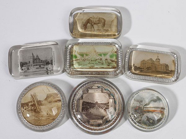 SEVEN PAPERWEIGHTS INCL. 1904 WORLDS FAIR (1 of 10)