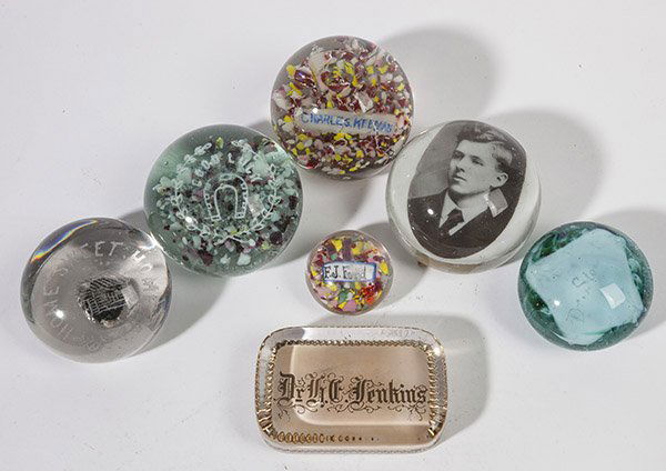 LOT OF SEVEN GLASS PAPERWEIGHTS (1 of 9)
