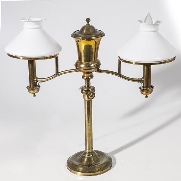 19th Century Brass Double Student Lamp (1 of 7)