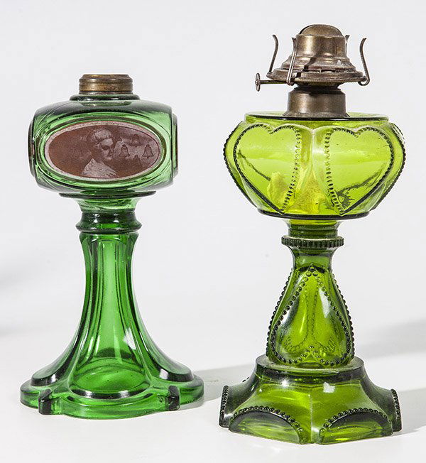 Two Pattern Glass Oil Lamps (1 of 7)