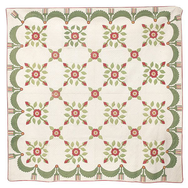 Early Applique Cabbage Rose Quilt (1 of 8)