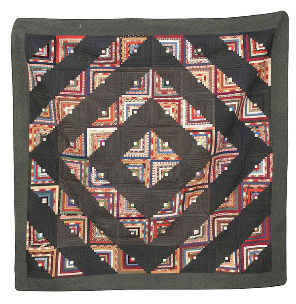 Early Log Cabin Pieced Quilt (1 of 9)