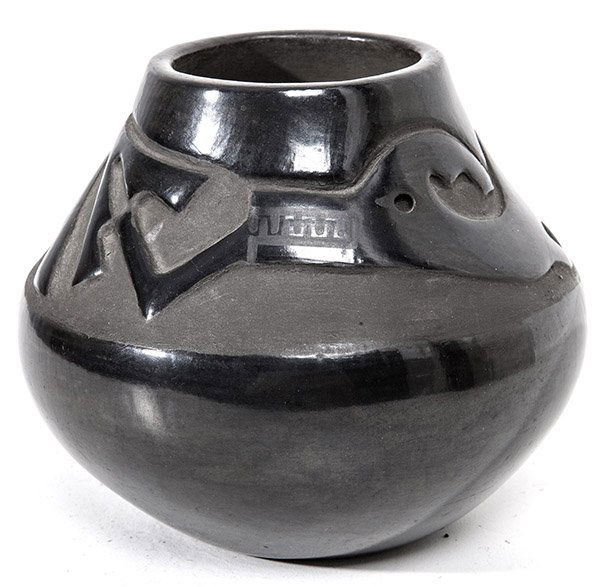 San Ildefonso Carved Blackware Jar by Blue Corn (1 of 8)