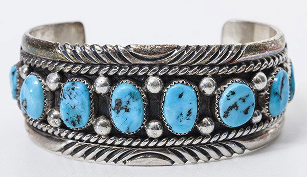 Navajo Silver & Turquoise Cuff Bracelet (1 of 7)