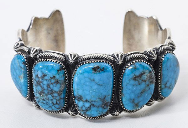 Navajo Silver & Turquoise Cuff Bracelet (1 of 7)